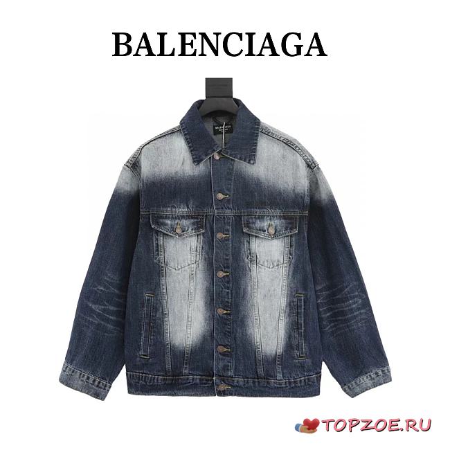 Chaqueta Vaquera Degradada con Bordado del Logotipo Balenciaga Balenciaga Gradient Logo Embroidered Denim Jacket - 1