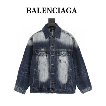 Chaqueta Vaquera Degradada con Bordado del Logotipo Balenciaga Balenciaga Gradient Logo Embroidered Denim Jacket
