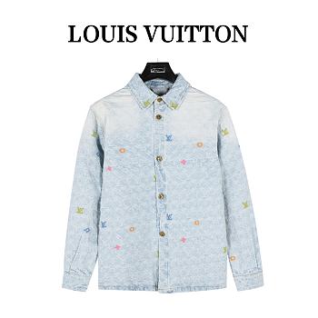 Camisa de Manga Larga Denim Louis Vuitton Monogram Craggy Louis Vuitton Monogram Craggy Denim Long-Sleeved Shirt