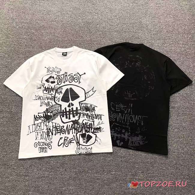 Camiseta Stussy International Crew Skull Tee (Stussy Skull Graffiti Tee) - 1